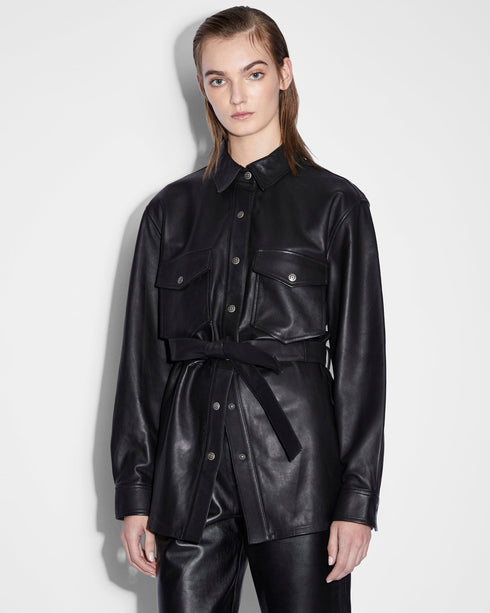 KSUBI Voyager Shacket Black Leather Mens Apparel